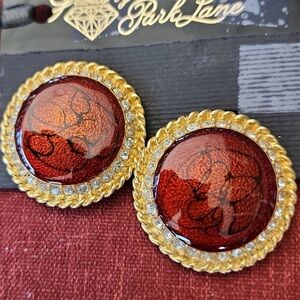 Park Lane Bold Red w/Gold Clip-on Earrings
